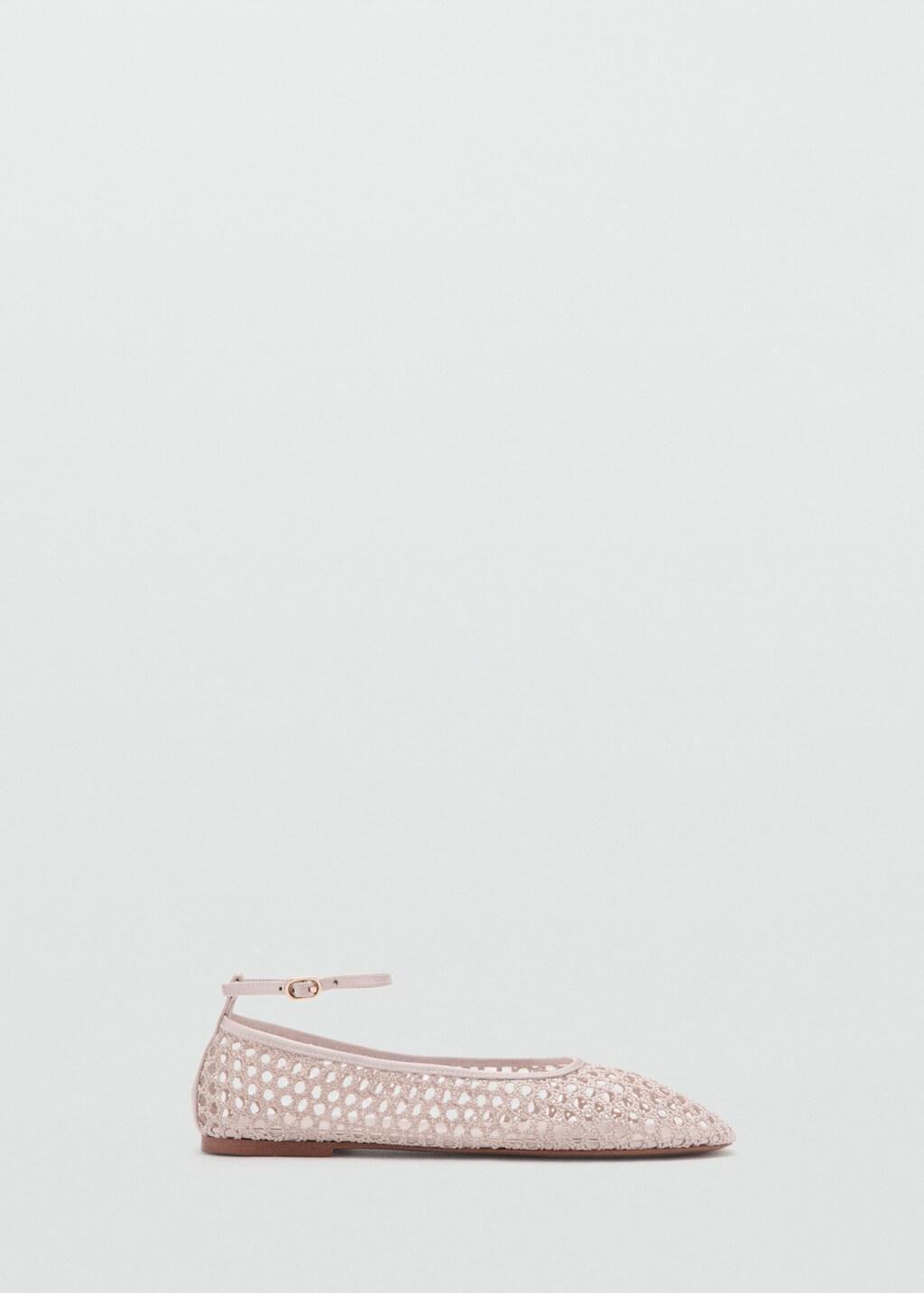 Pink Crochet Ankle Strap Ballerinas, Light-Pastel Pink, large image number 3