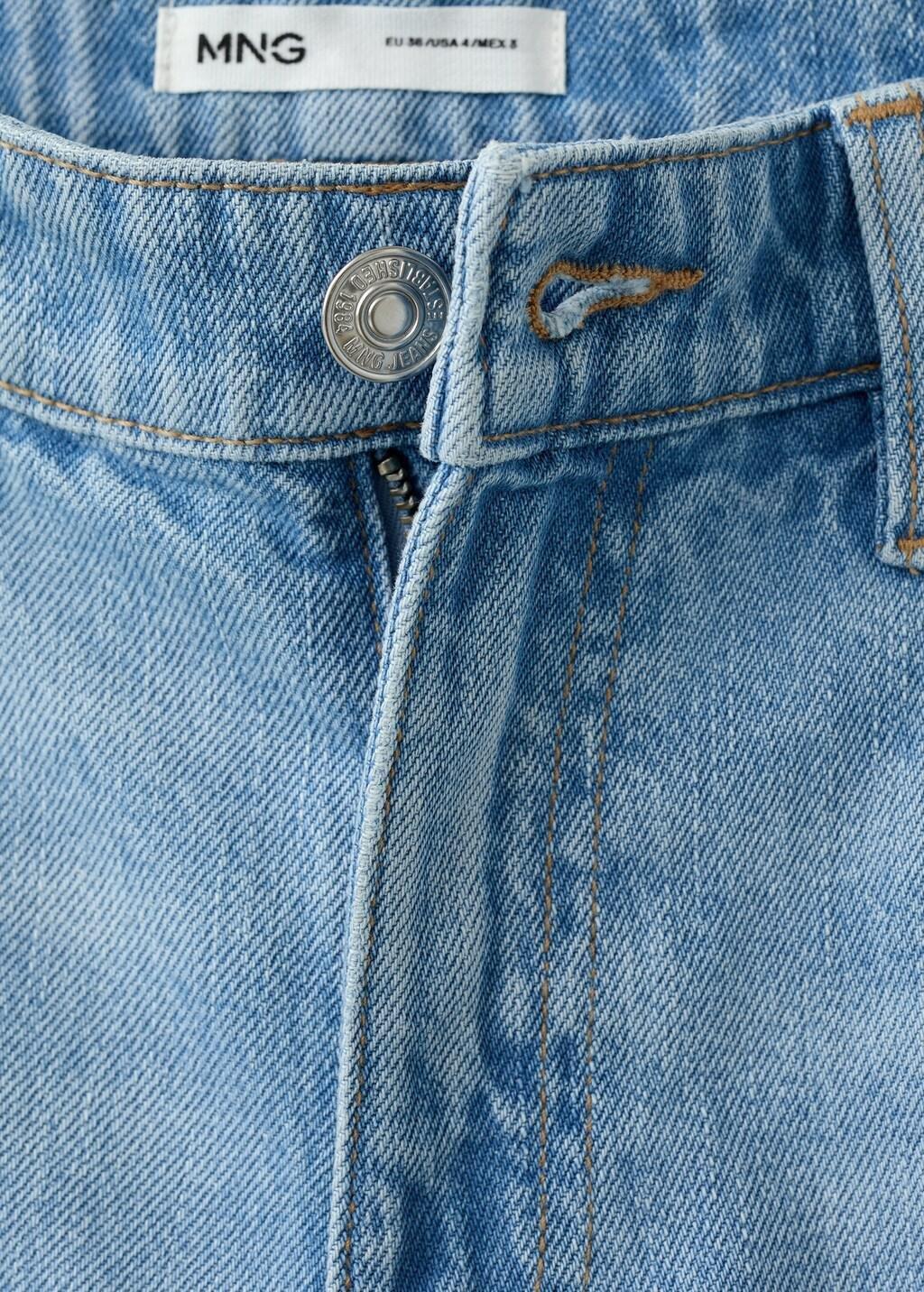 Blue Straight-Fit Denim Shorts, Open Blue, large image number 1