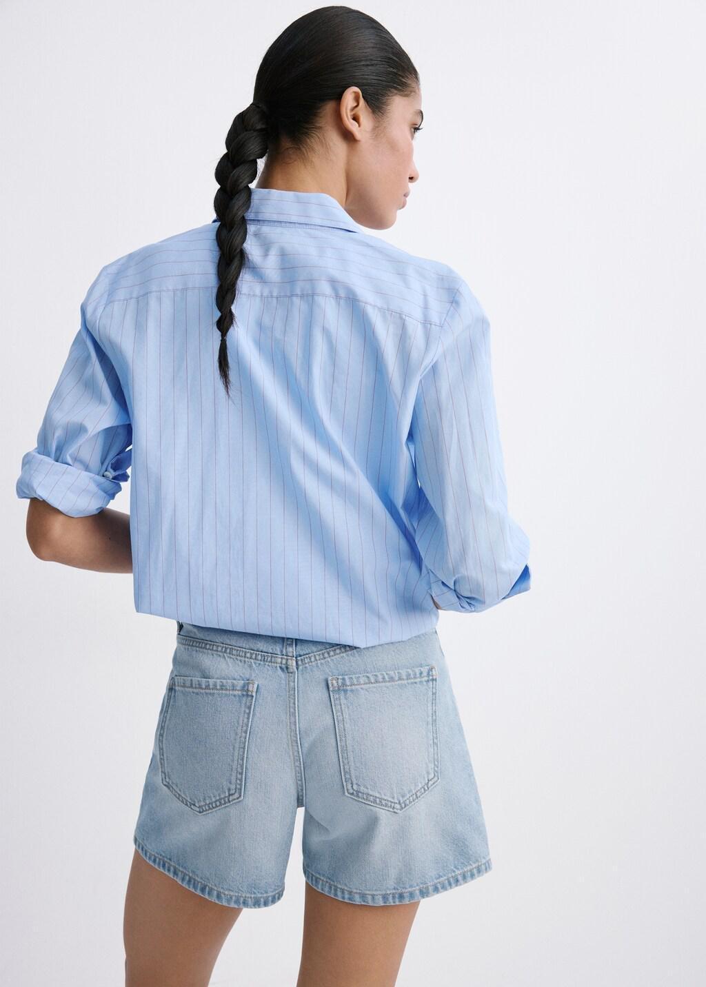 Blue Straight-Fit Denim Shorts, Open Blue, large image number 2