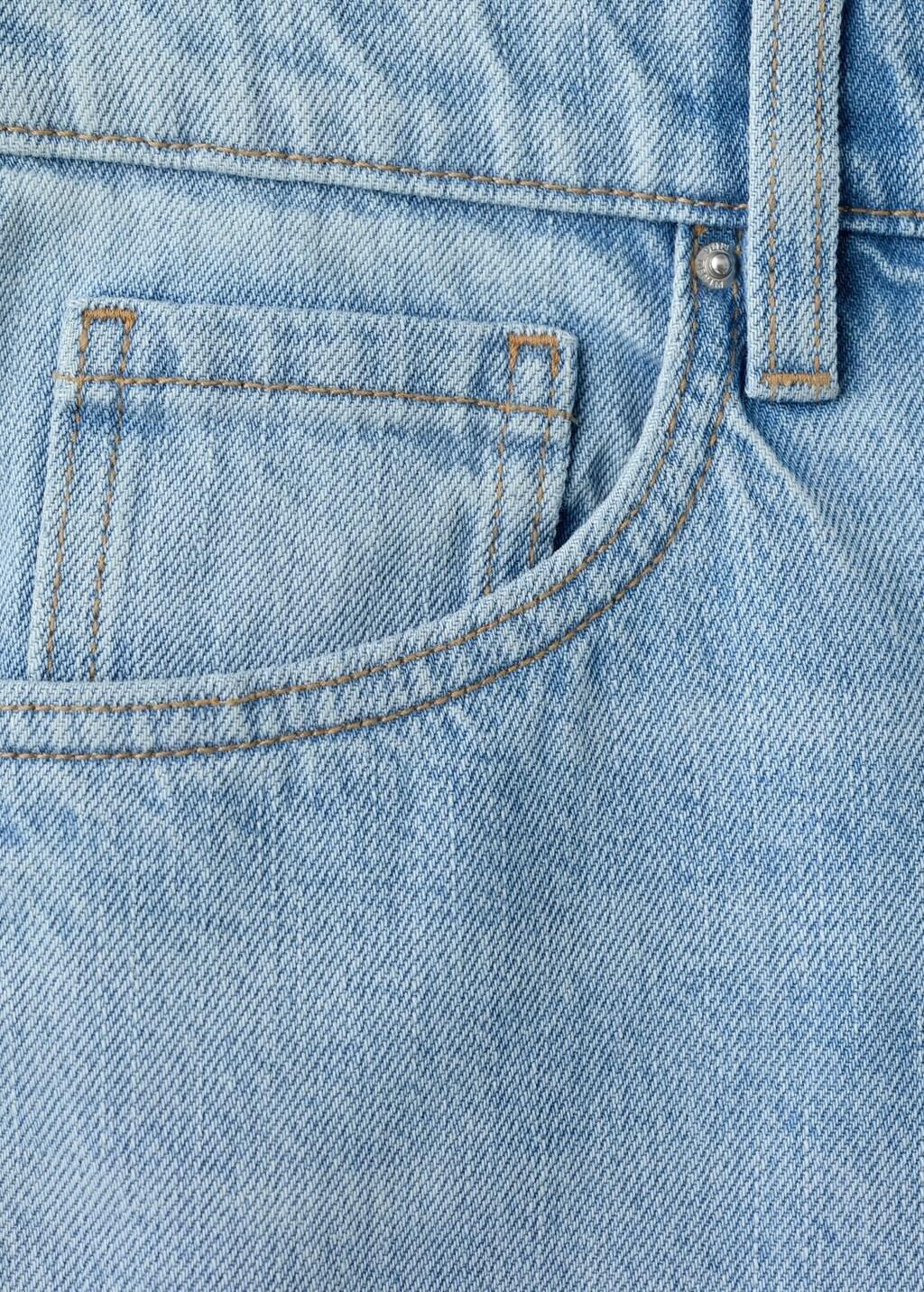 Blue Straight-Fit Denim Shorts, Open Blue, large image number 5