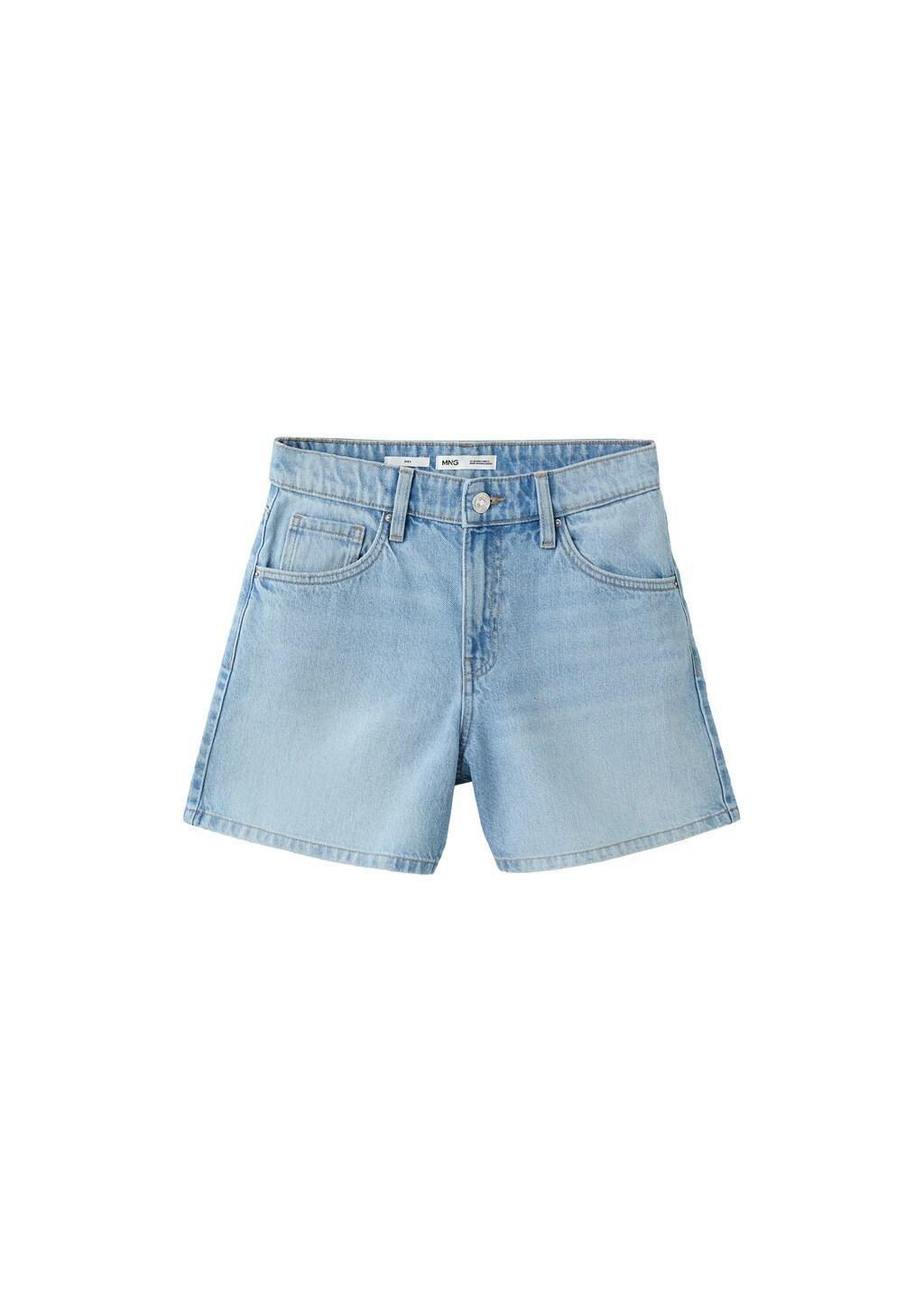 Blue Straight-Fit Denim Shorts, Open Blue, large image number 6