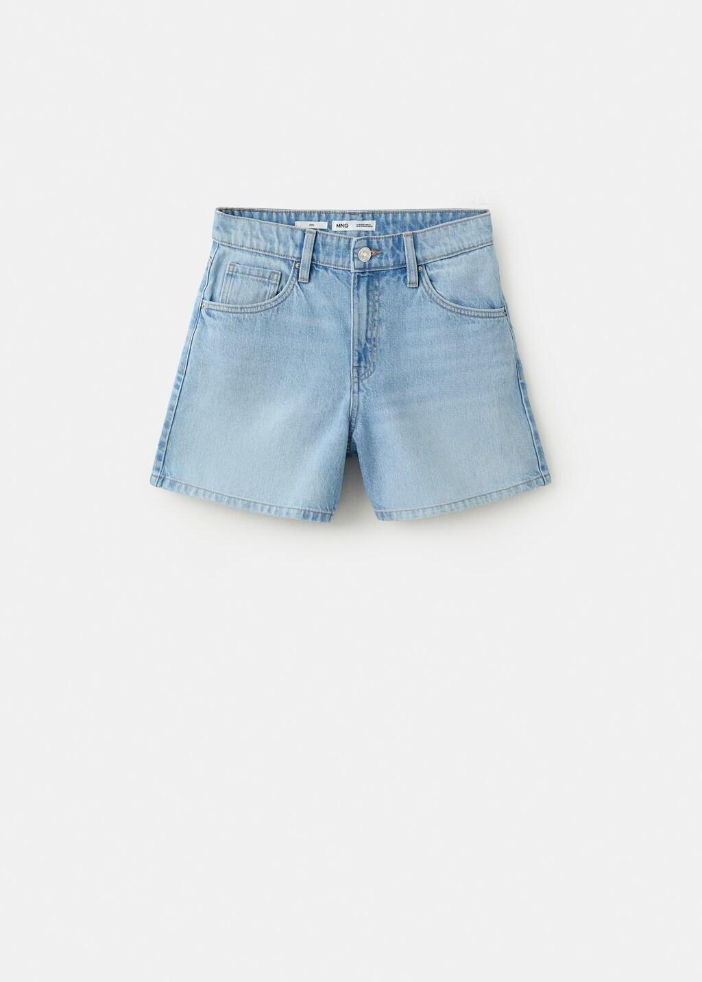 Blue Straight-Fit Denim Shorts, Open Blue, large image number 7