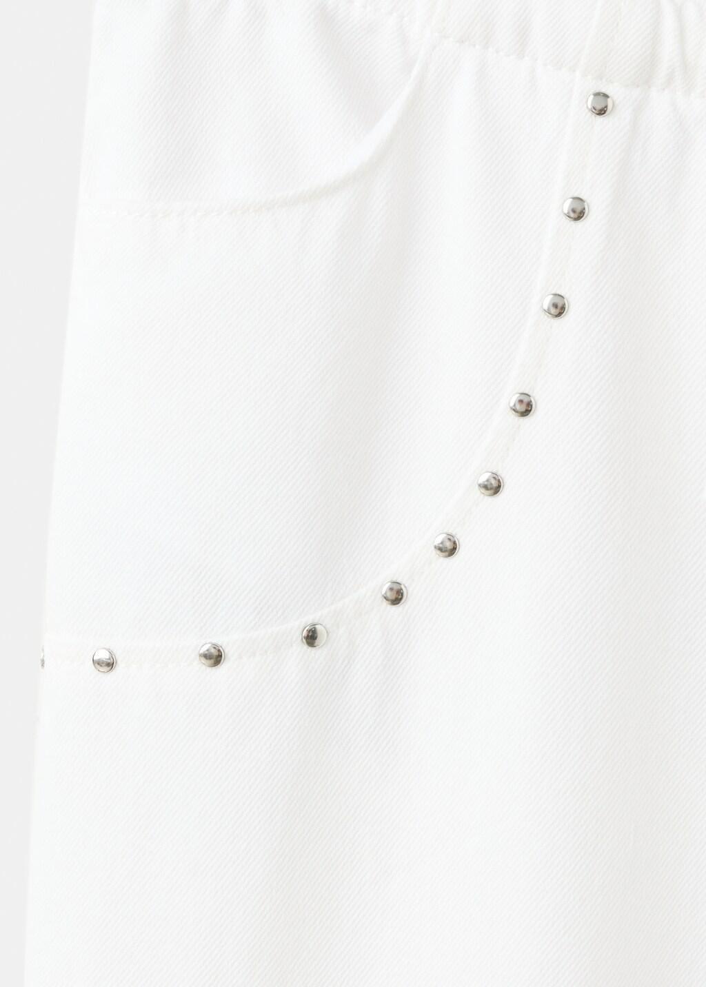 White Studded Long Trousers, Kids Girls, White, large image number 1