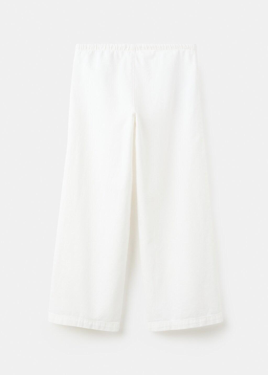 White Studded Long Trousers, Kids Girls, White, large image number 2