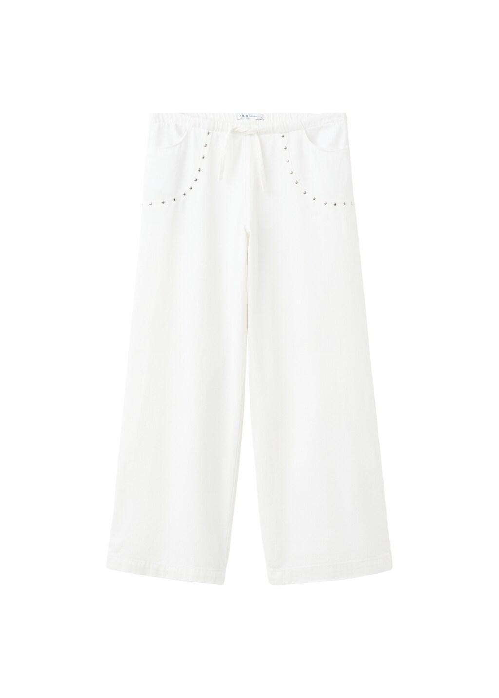 White Studded Long Trousers, Kids Girls, White, large image number 5