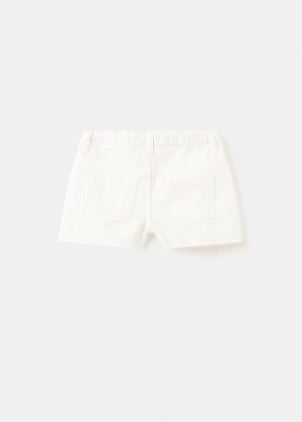 White Eyelet Shorts, Kids Girls, White, large image number 1