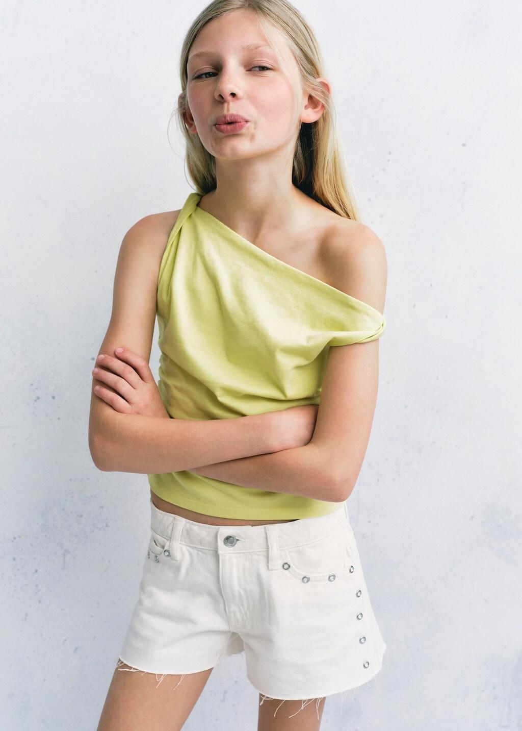 White Eyelet Shorts, Kids Girls, White, large image number 3
