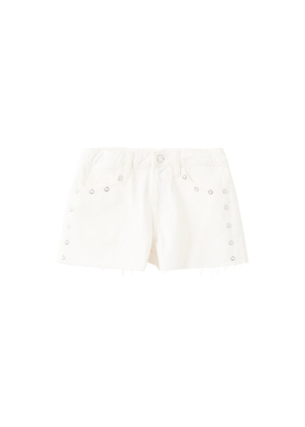 White Eyelet Shorts, Kids Girls, White, large image number 5