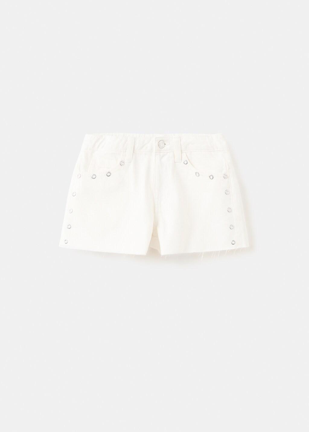 White Eyelet Shorts, Kids Girls, White, large image number 6