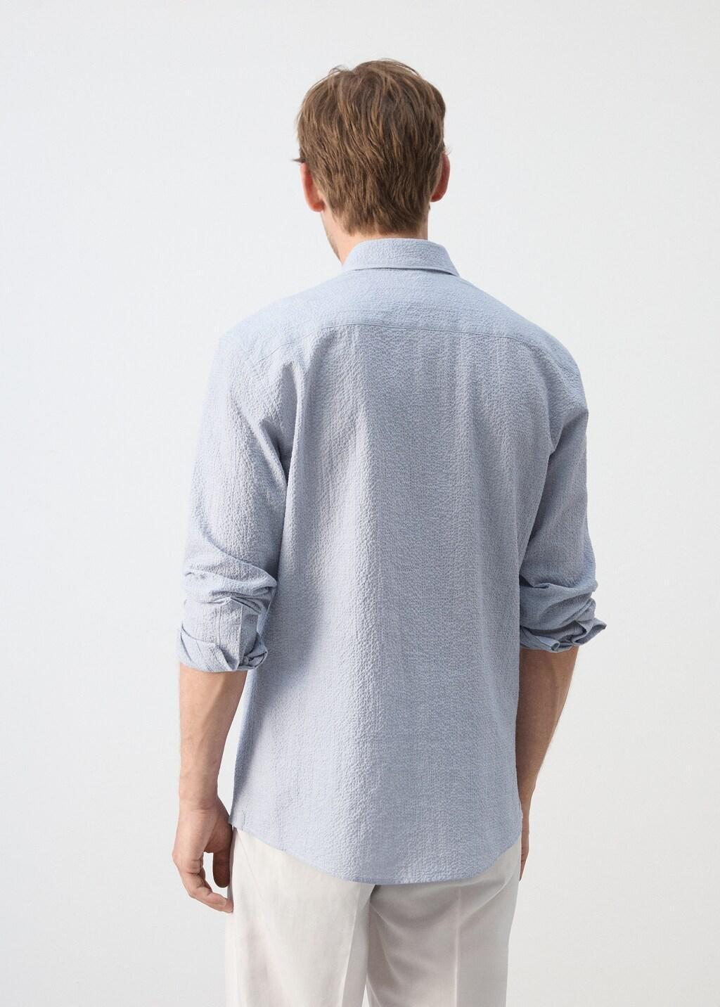 BLUE Seersucker striped texture shirt, Medium Blue, large image number 2