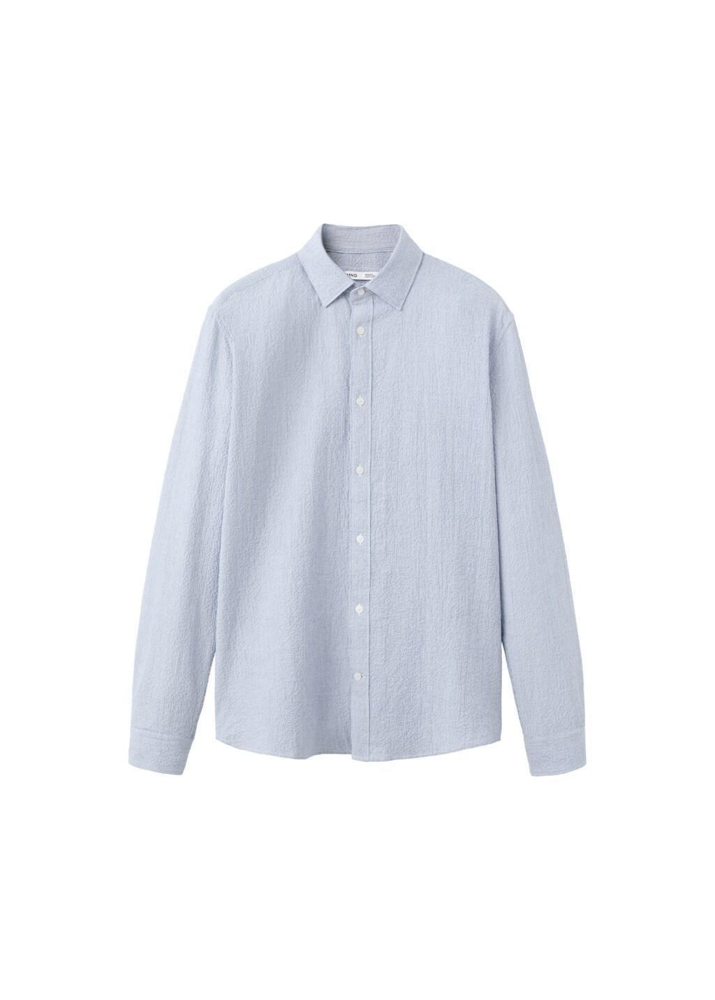 BLUE Seersucker striped texture shirt, Medium Blue, large image number 6