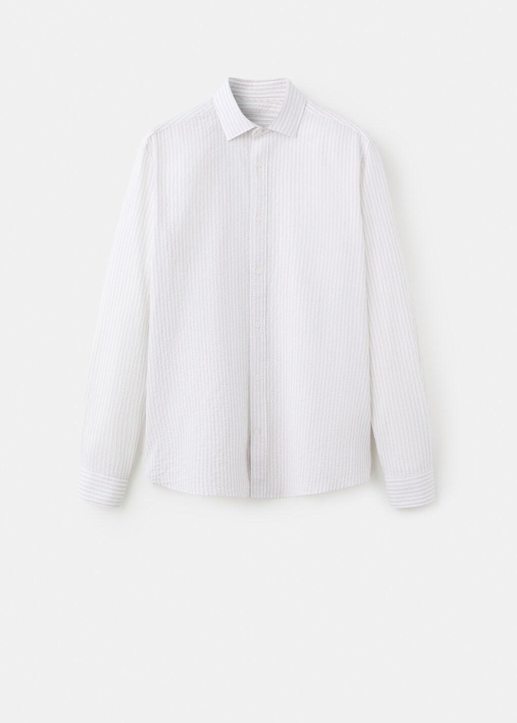 Pink Seersucker Striped Texture Shirt, Light-Pastel Pink, large image number 7