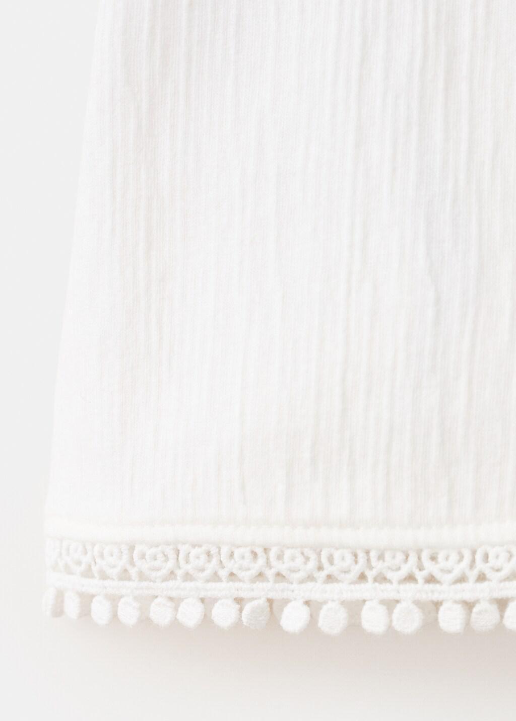 White Sleeveless Vest With Embroidered Details, Kids Girl, Natural White, large image number 3