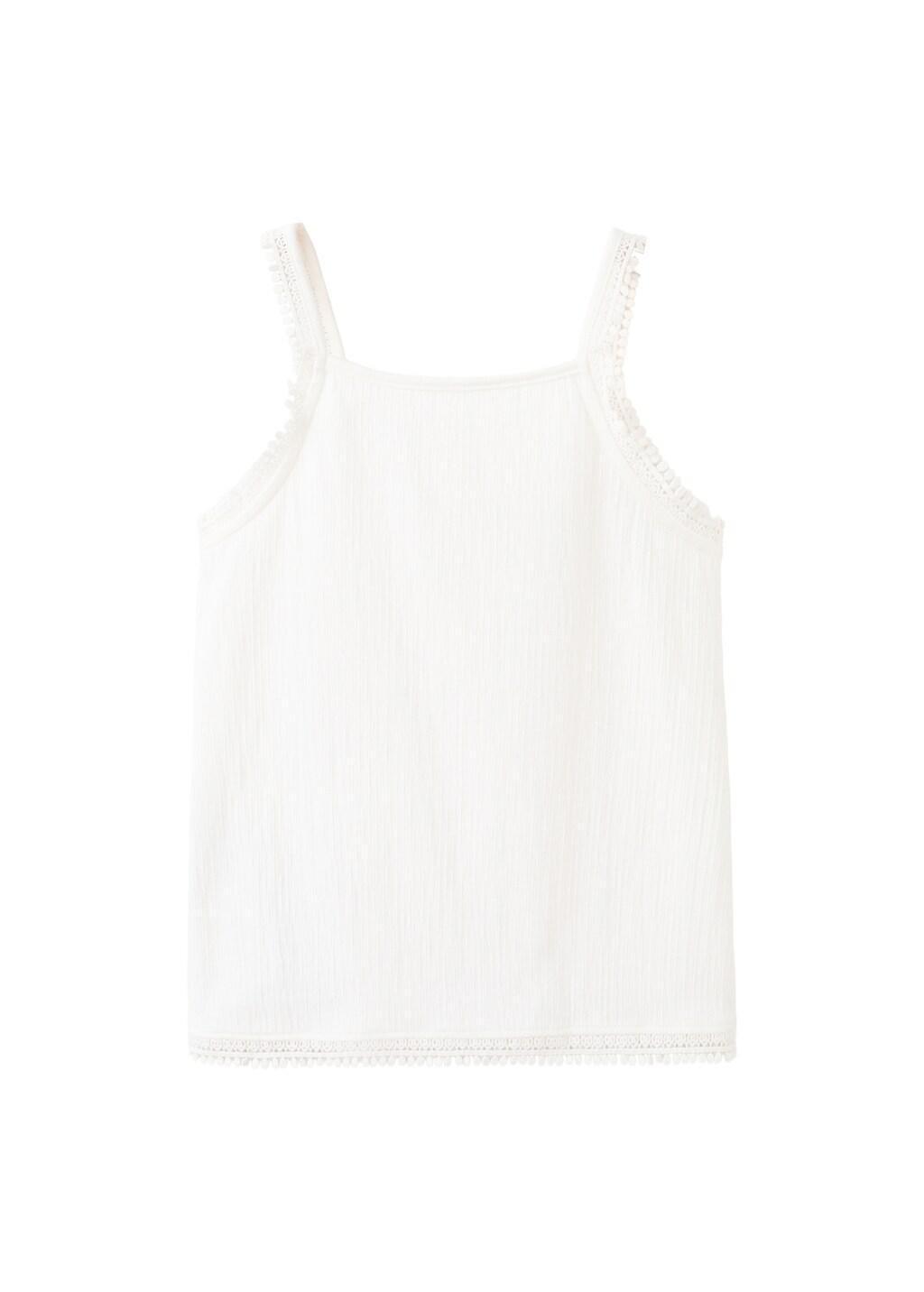 White Sleeveless Vest With Embroidered Details, Kids Girl, Natural White, large image number 3