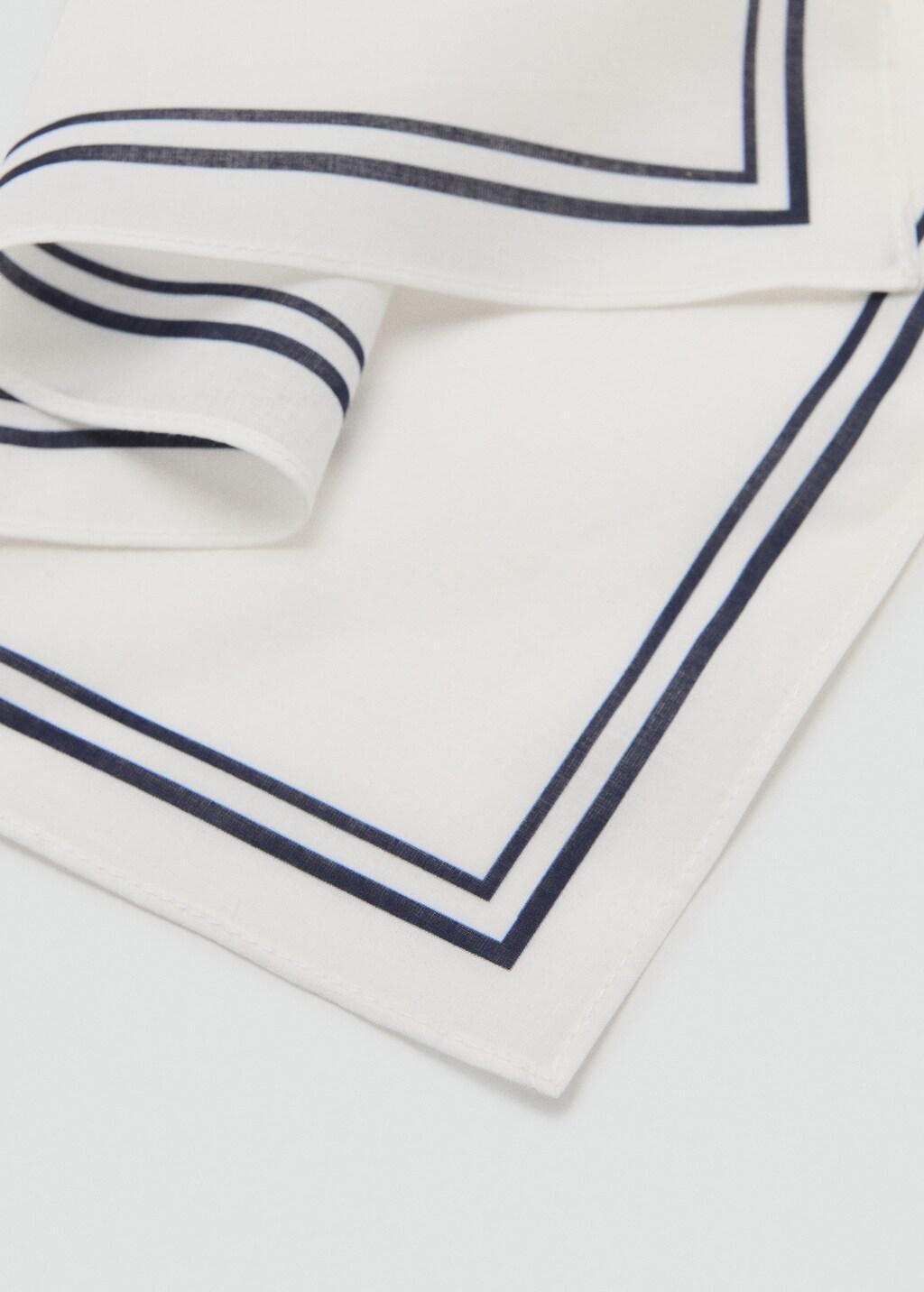 White 100% Cotton Grid Handkerchief, White, large image number 0