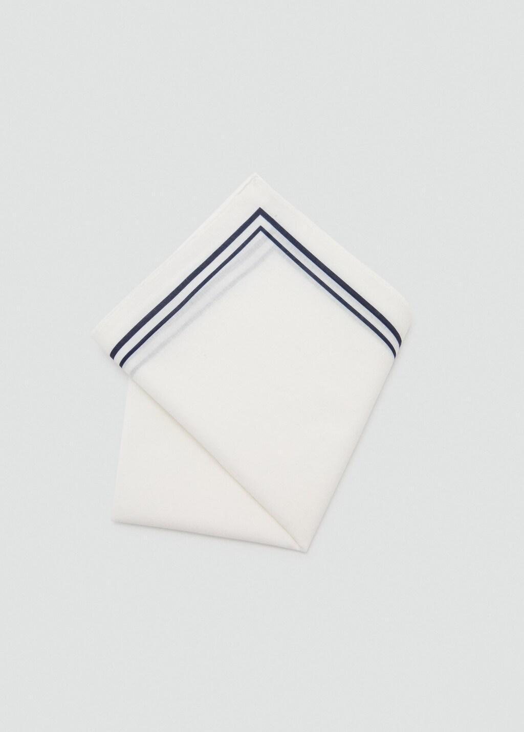White 100% Cotton Grid Handkerchief, White, large image number 1
