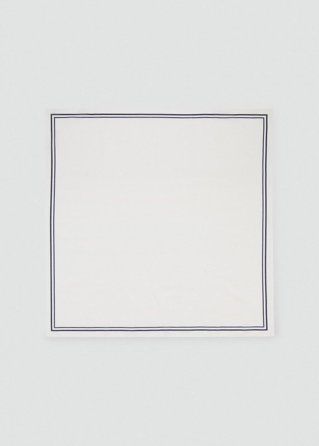 White 100% Cotton Grid Handkerchief, White, large image number 3