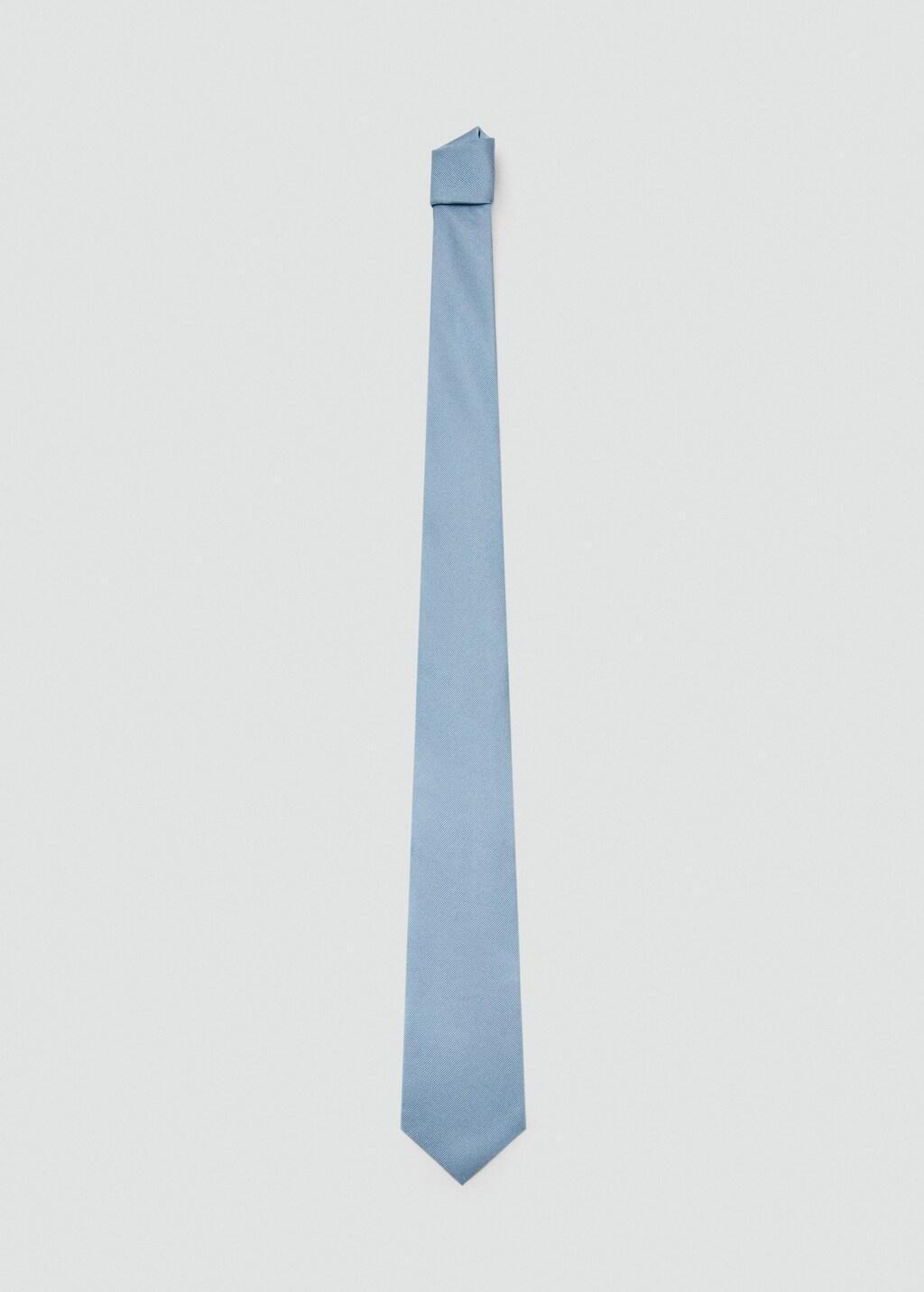 Blue Lt Pastel Plain Silk Tie, Light-Pastel Blue, large image number 3