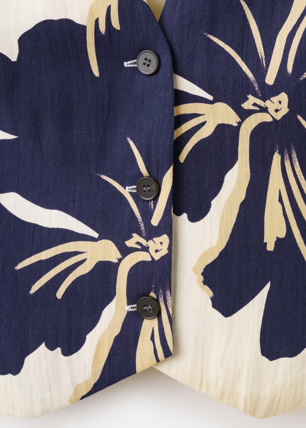 NATURAL WHITE Floral print lyocell gilet, Natural White, large image number 1