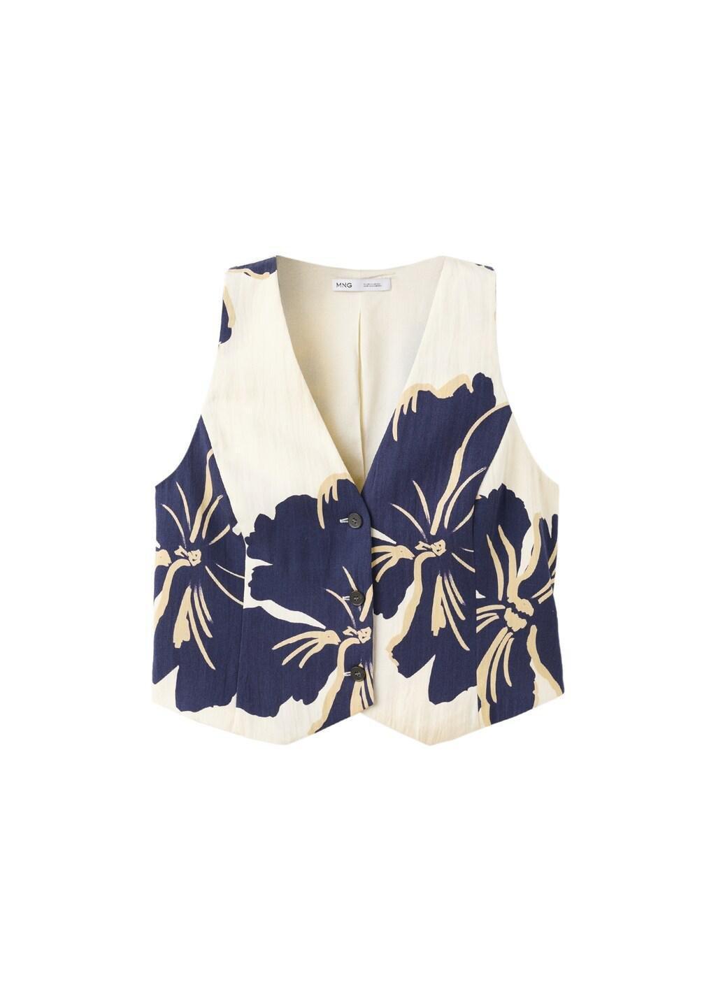 NATURAL WHITE Floral print lyocell gilet, Natural White, large image number 6