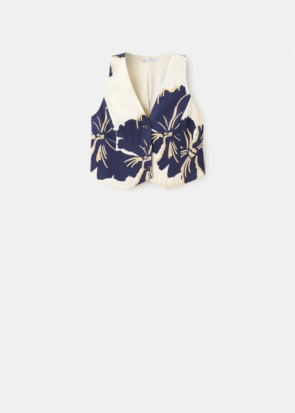 NATURAL WHITE Floral print lyocell gilet, Natural White, large image number 7