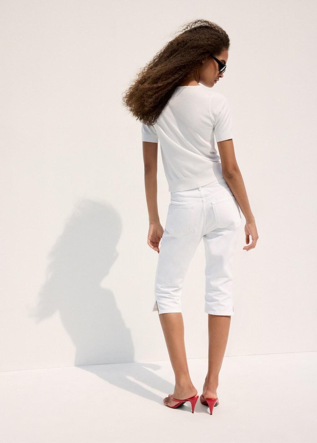 WHITE V-neck knit sweater, White, large image number 2