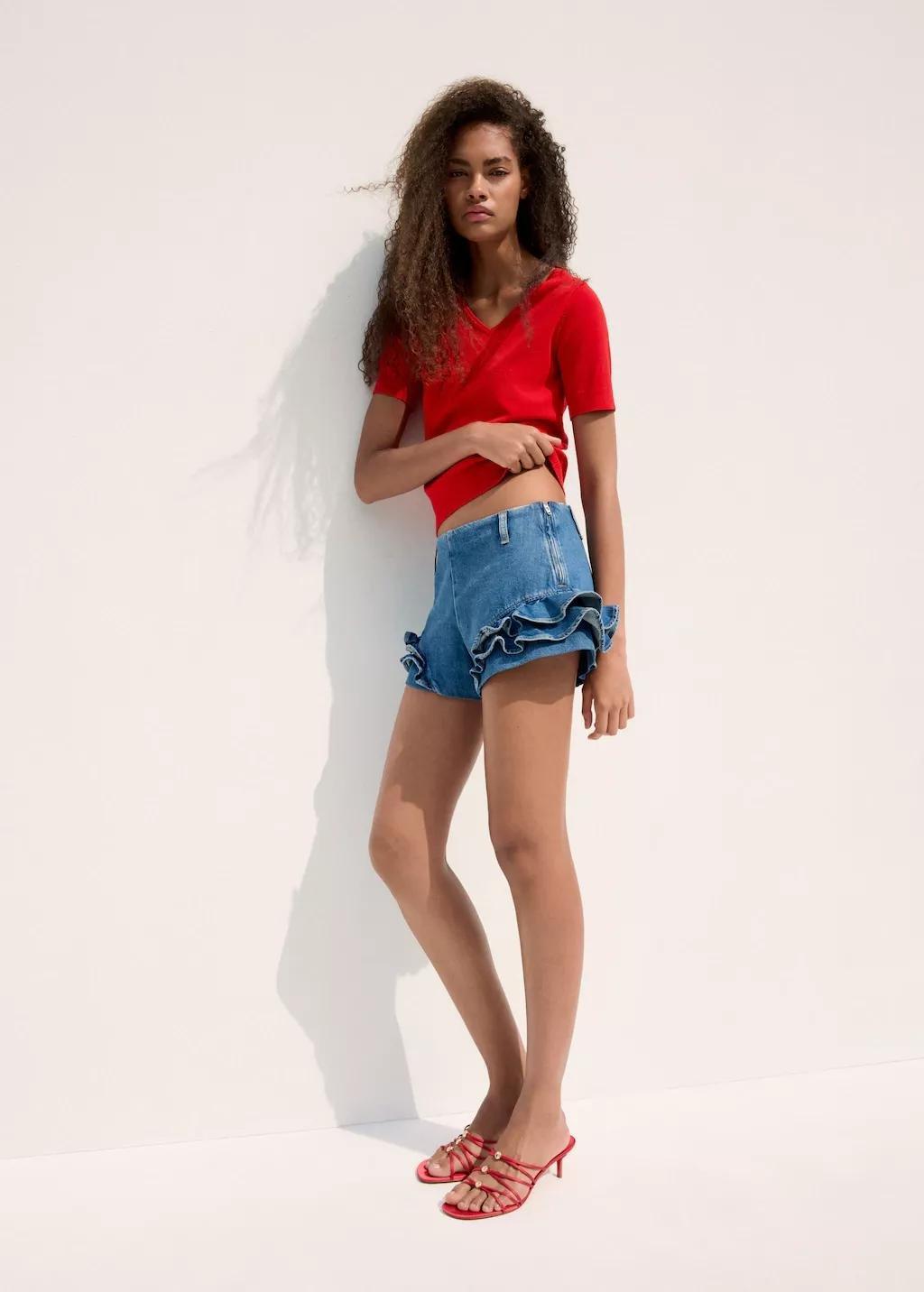 Red V-Neck Knit Sweater, Red, large image number 0