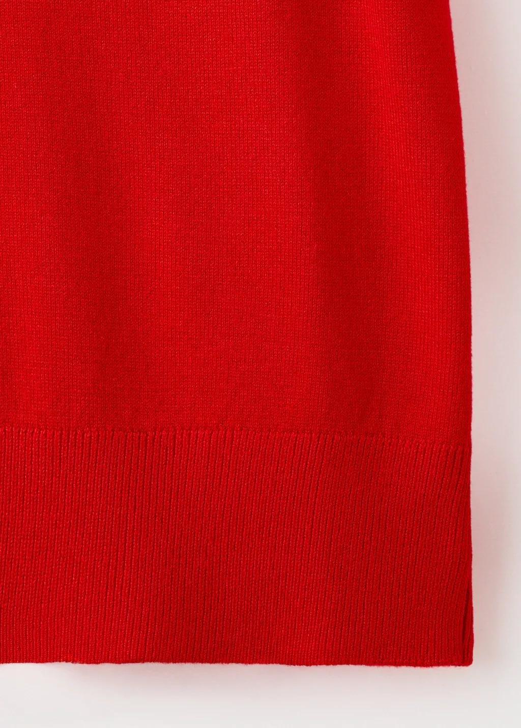 Red V-Neck Knit Sweater, Red, large image number 5