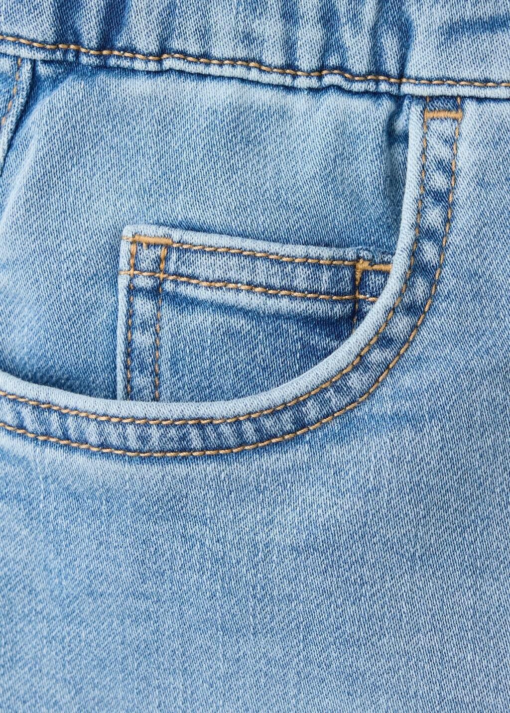 Blue Elastic Waist Denim Bermuda Shorts, Kids Boy, Open Blue, large image number 3