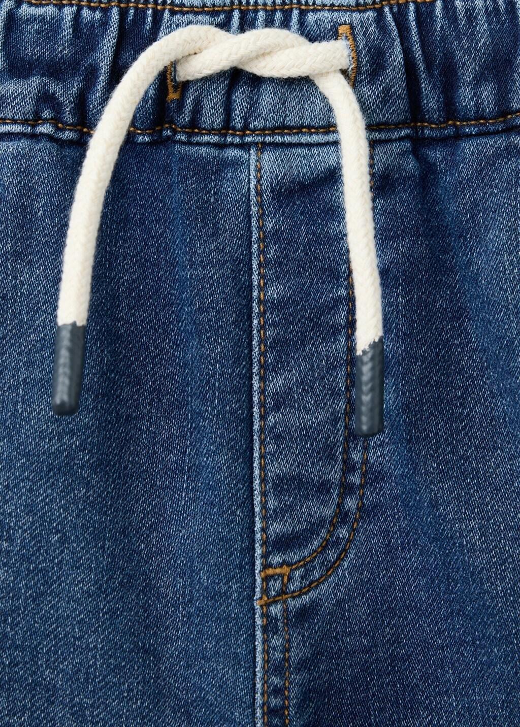 Blue Elastic Waist Denim Bermuda Shorts, Kids Boy, Open Blue, medium