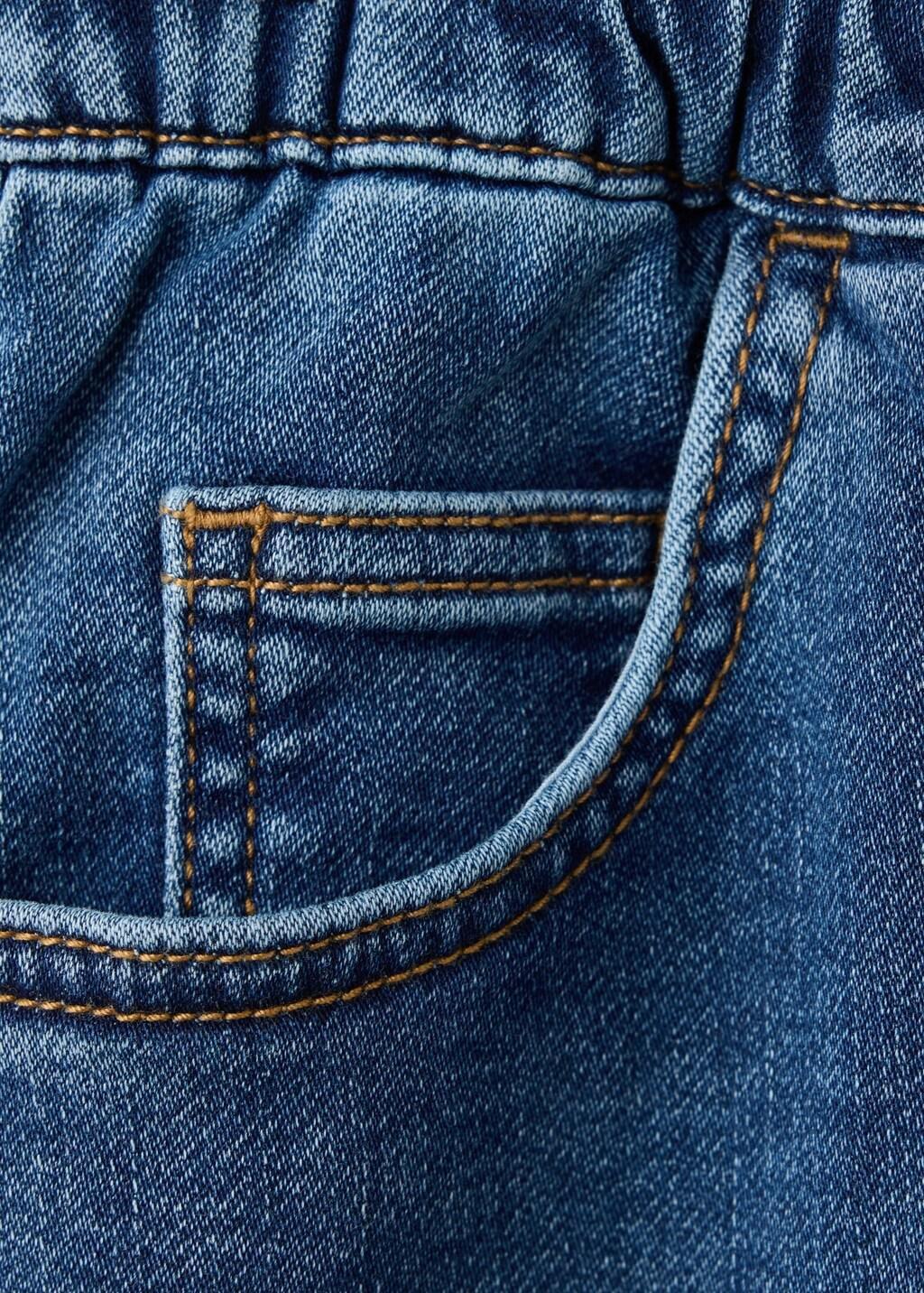 Blue Elastic Waist Denim Bermuda Shorts, Kids Boy, Open Blue, large image number 4