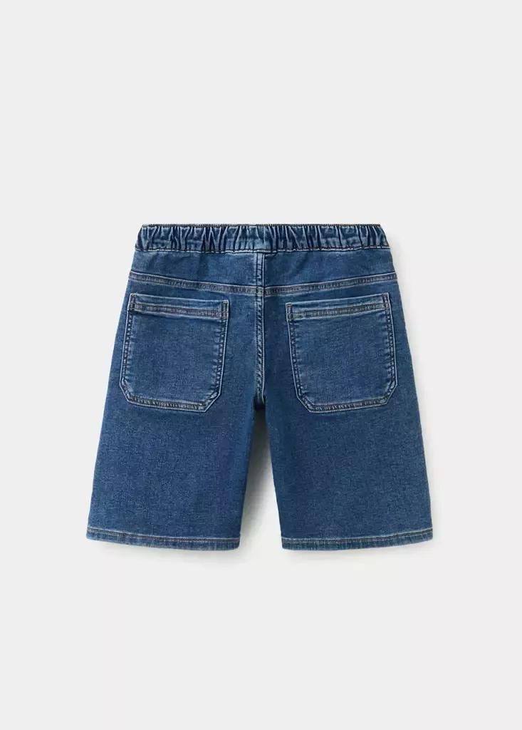 Blue Elastic Waist Denim Bermuda Shorts, Kids Boy, Open Blue, large image number 7
