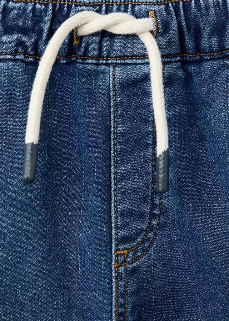 Blue Elastic Waist Denim Bermuda Shorts, Kids Boy, Open Blue, large image number 8