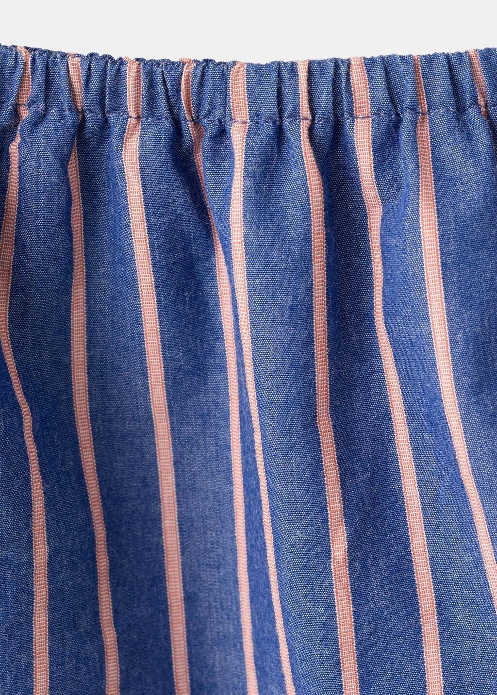 Blue Striped Cotton Blouse, Kids Girls, Medium Blue, large image number 1