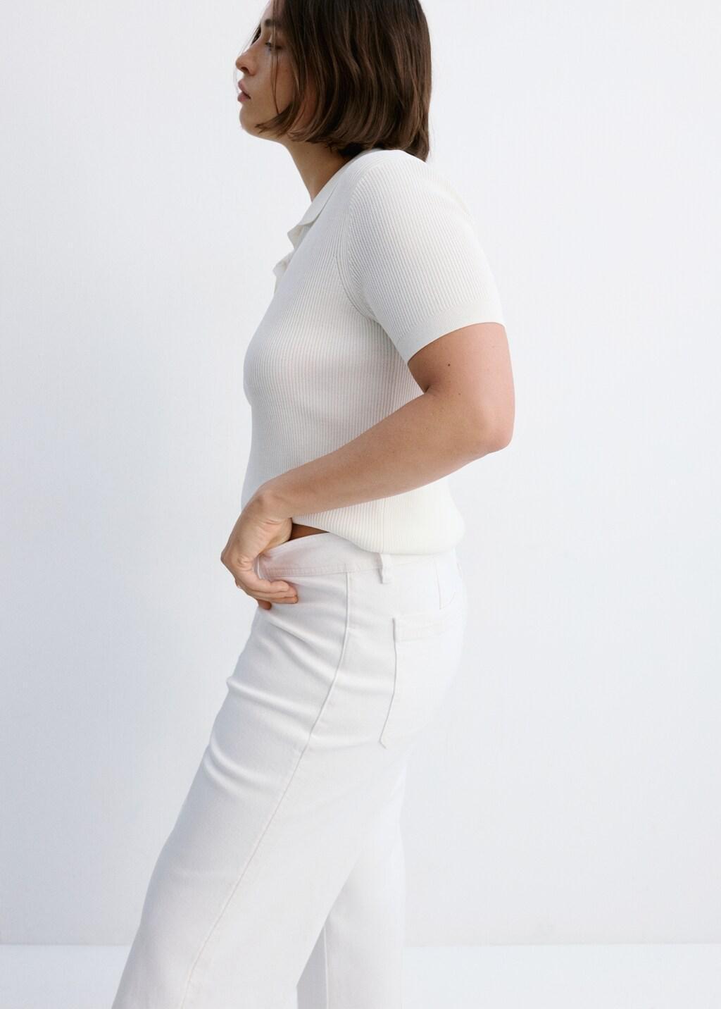 White Catherin Culotte High-Rise Jeans, White, large image number 5