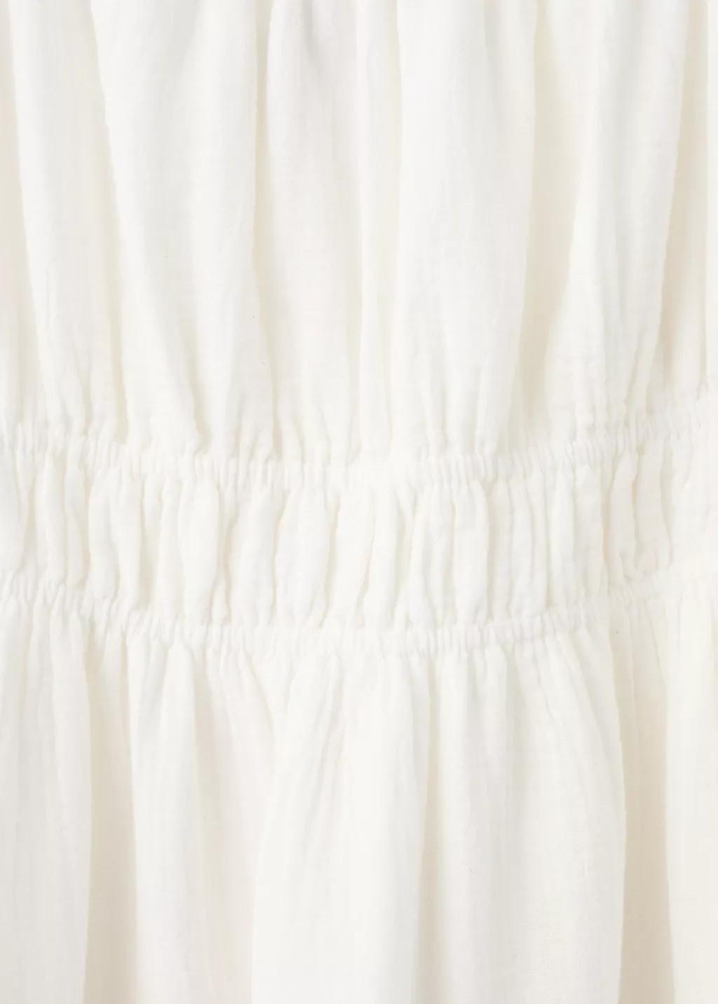 White Crinkled Muslin Dress, White, large image number 5