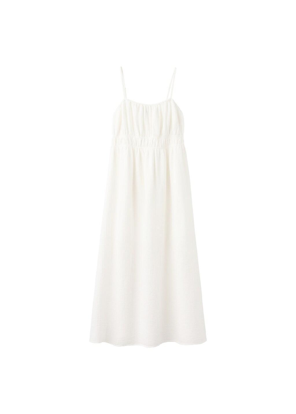 White Crinkled Muslin Dress, White, large image number 6