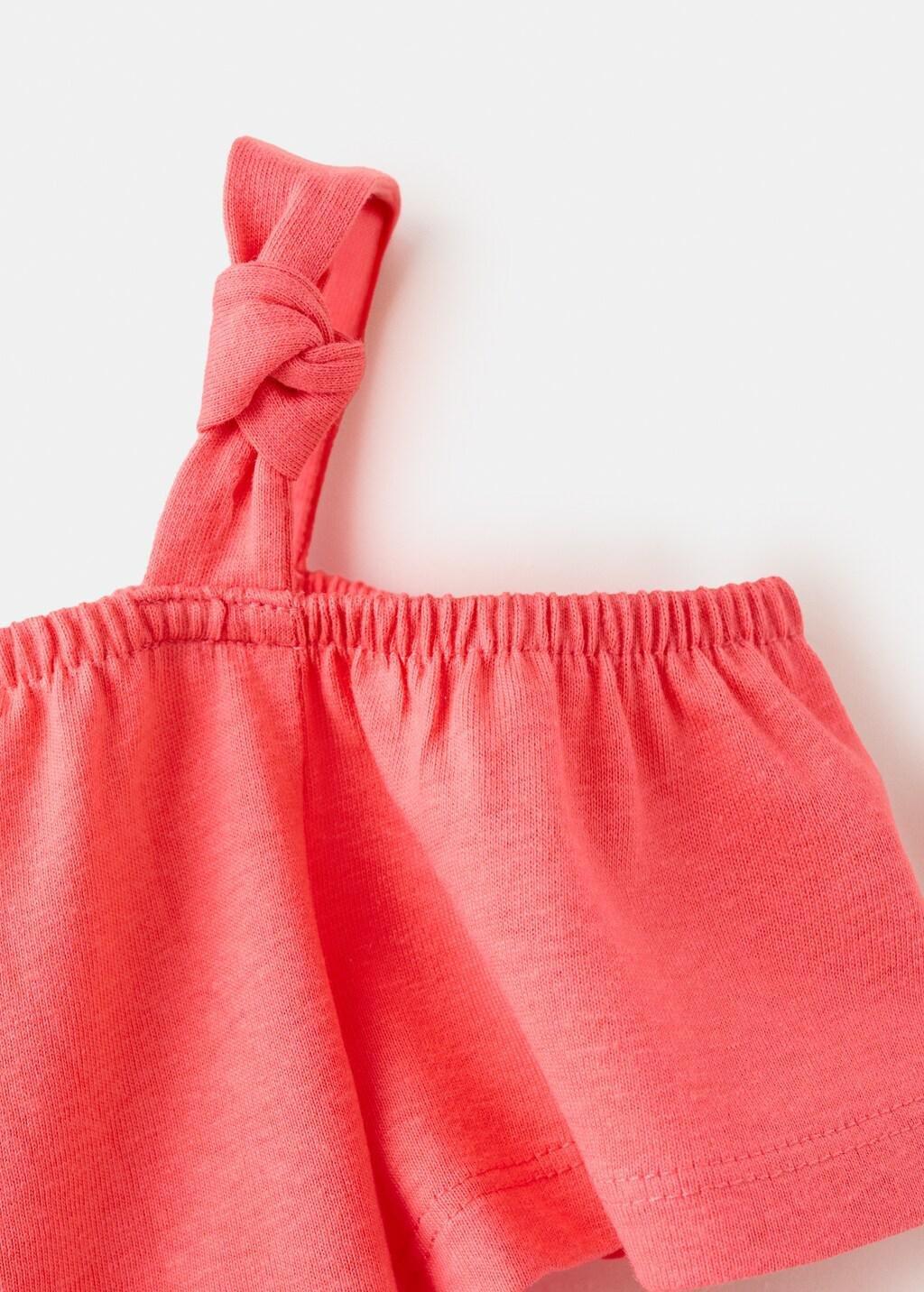 Red Plain T-Shirt With Decorative Knot, Baby Girl, Bright Red, medium