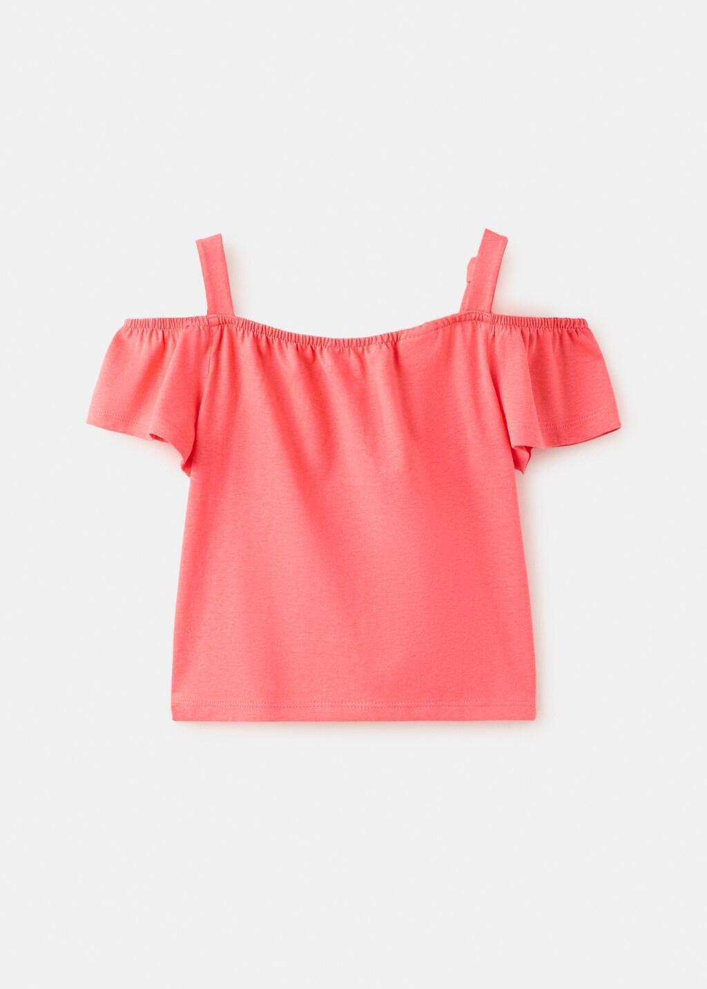Red Plain T-Shirt With Decorative Knot, Baby Girl, Bright Red, medium