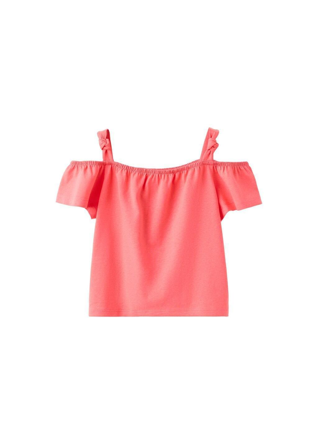 Red Plain T-Shirt With Decorative Knot, Baby Girl, Bright Red, large image number 4