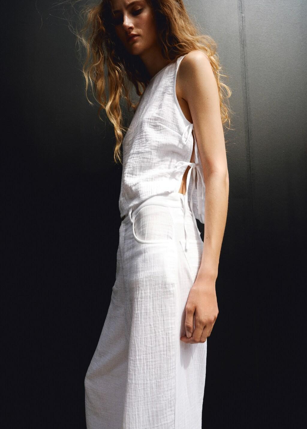 WHITE Straight-leg crinkle trousers with a mid-rise, White, large image number 3