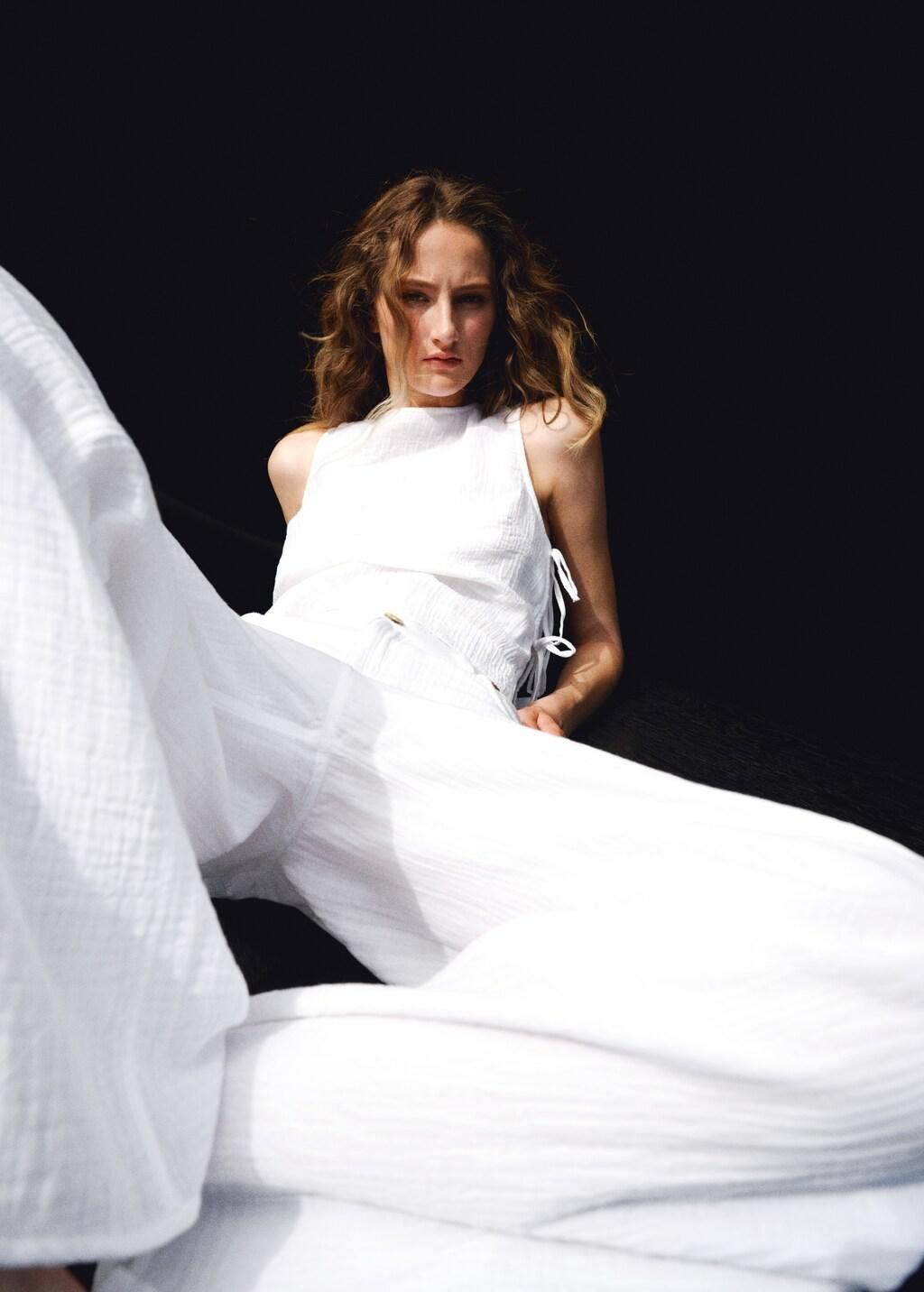 WHITE Straight-leg crinkle trousers with a mid-rise, White, large image number 4