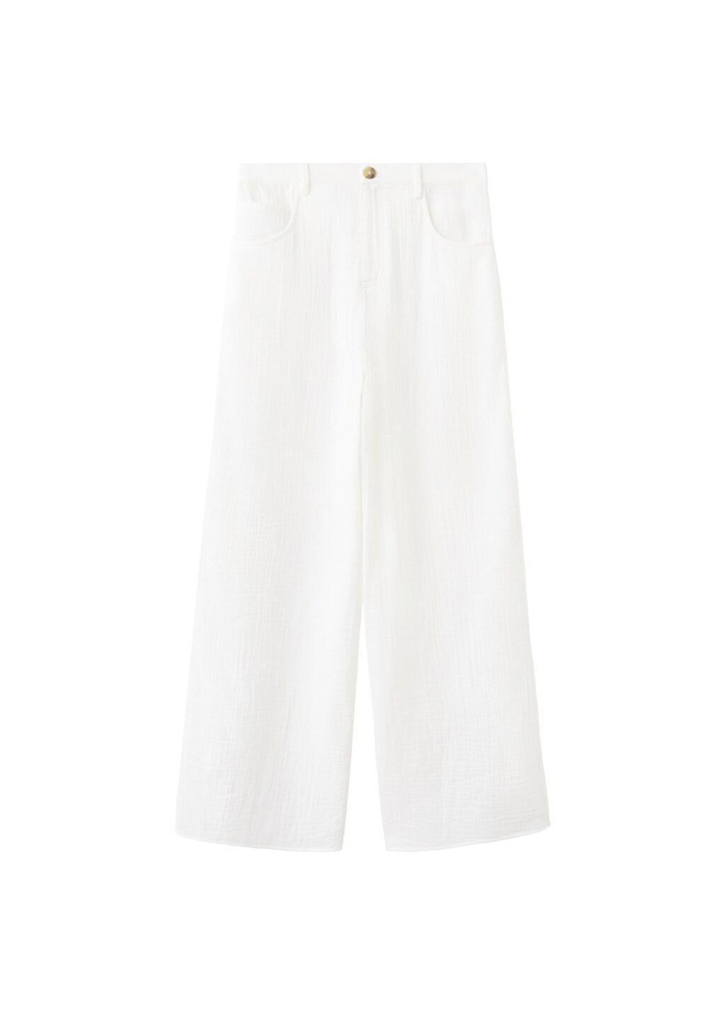 WHITE Straight-leg crinkle trousers with a mid-rise, White, large image number 6