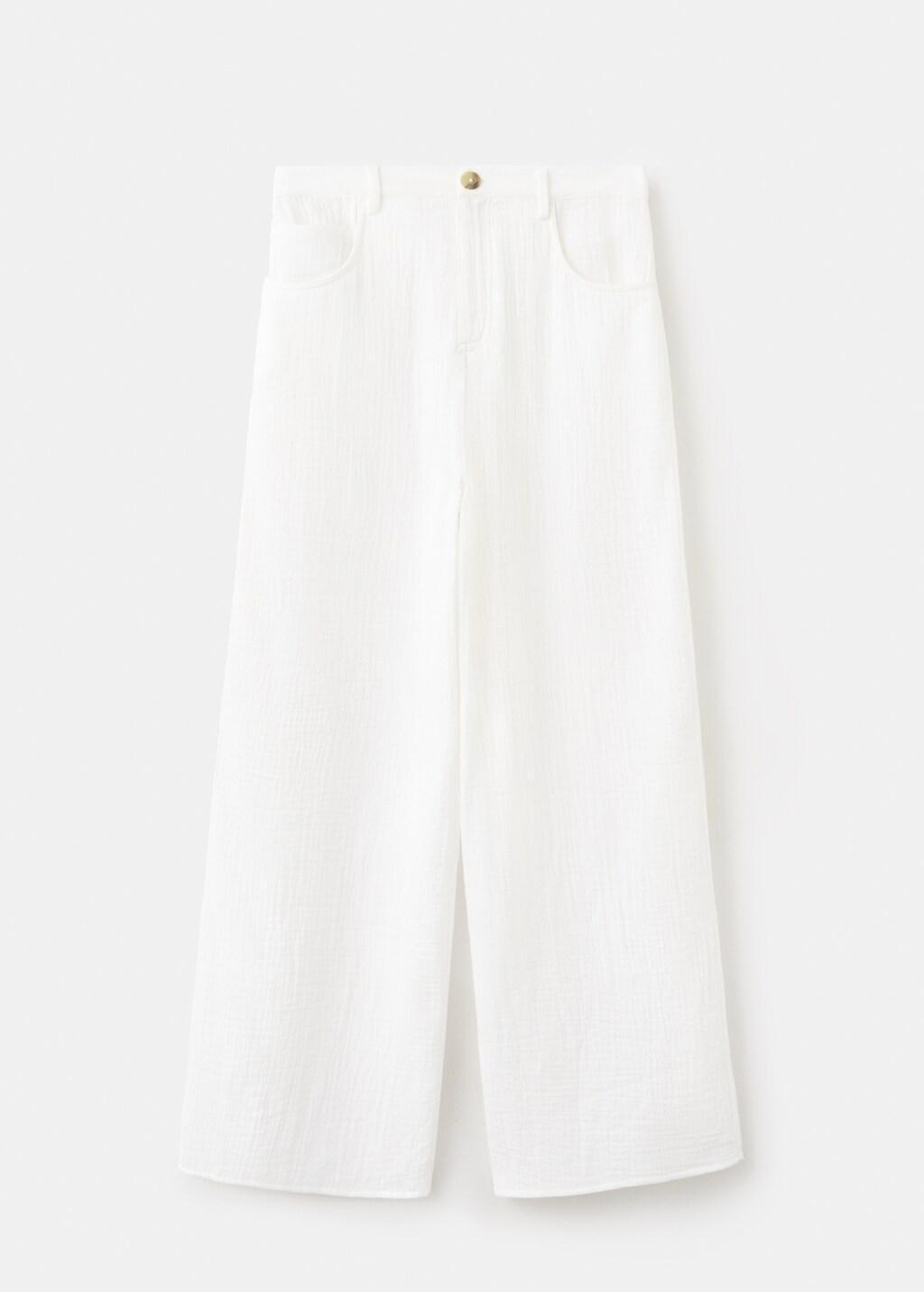WHITE Straight-leg crinkle trousers with a mid-rise, White, large image number 7