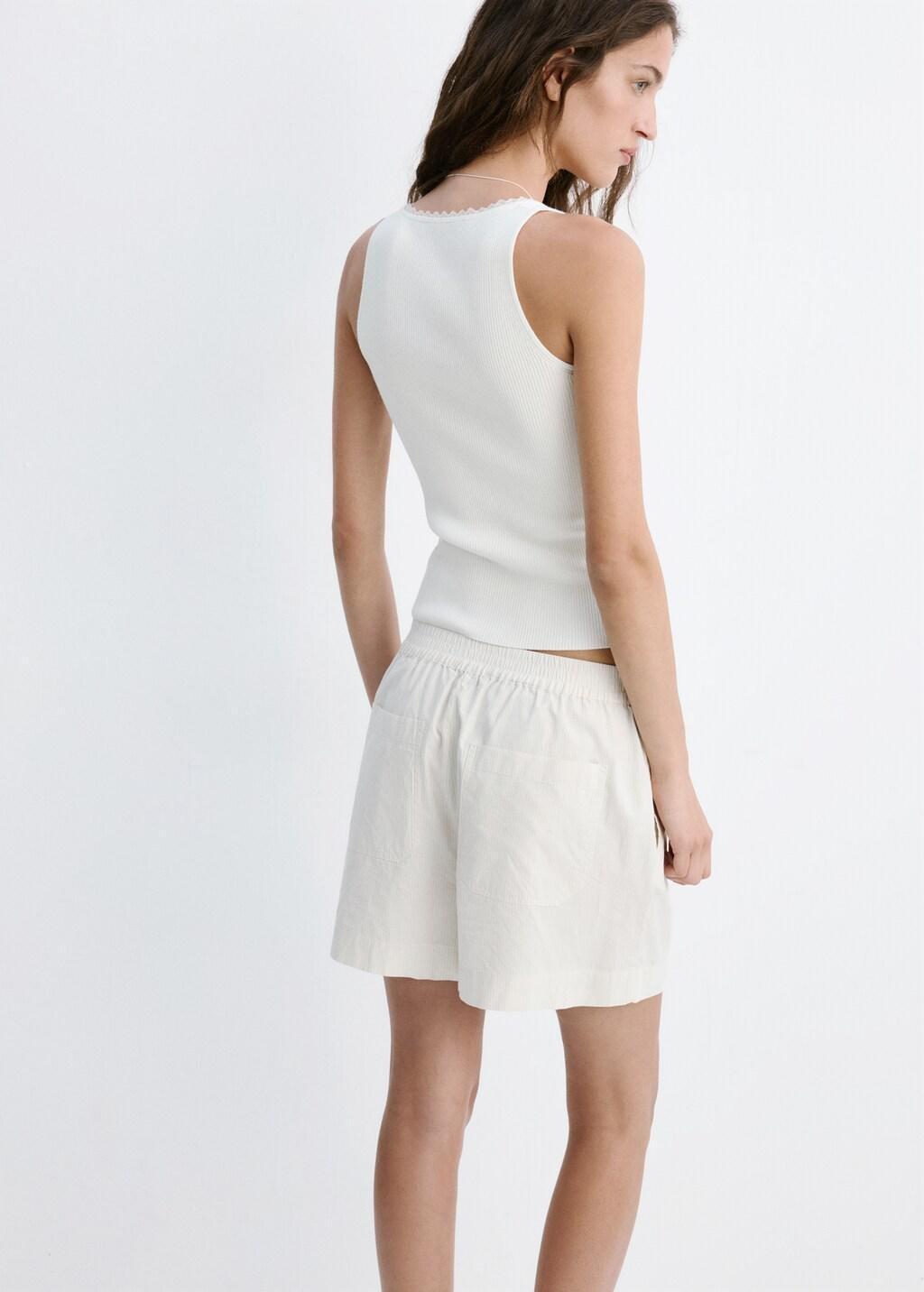 Beige Ribbed Top With Lace Detail, Light Beige, medium