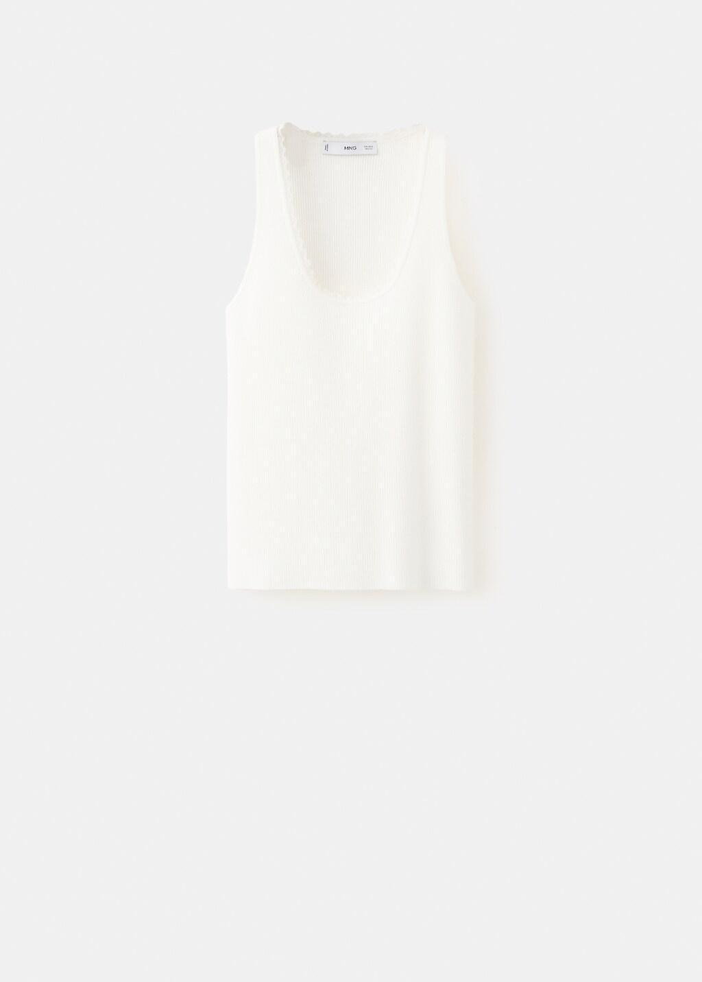 Beige Ribbed Top With Lace Detail, Light Beige, large image number 7