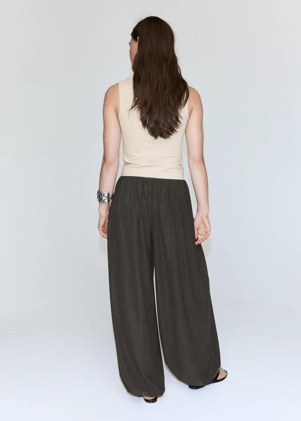 Beige Fitted V-Neck Top, Light Beige, large image number 2