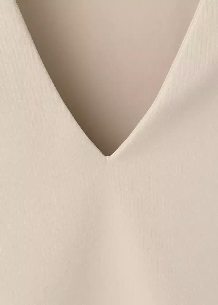 Beige Fitted V-Neck Top, Light Beige, large image number 11
