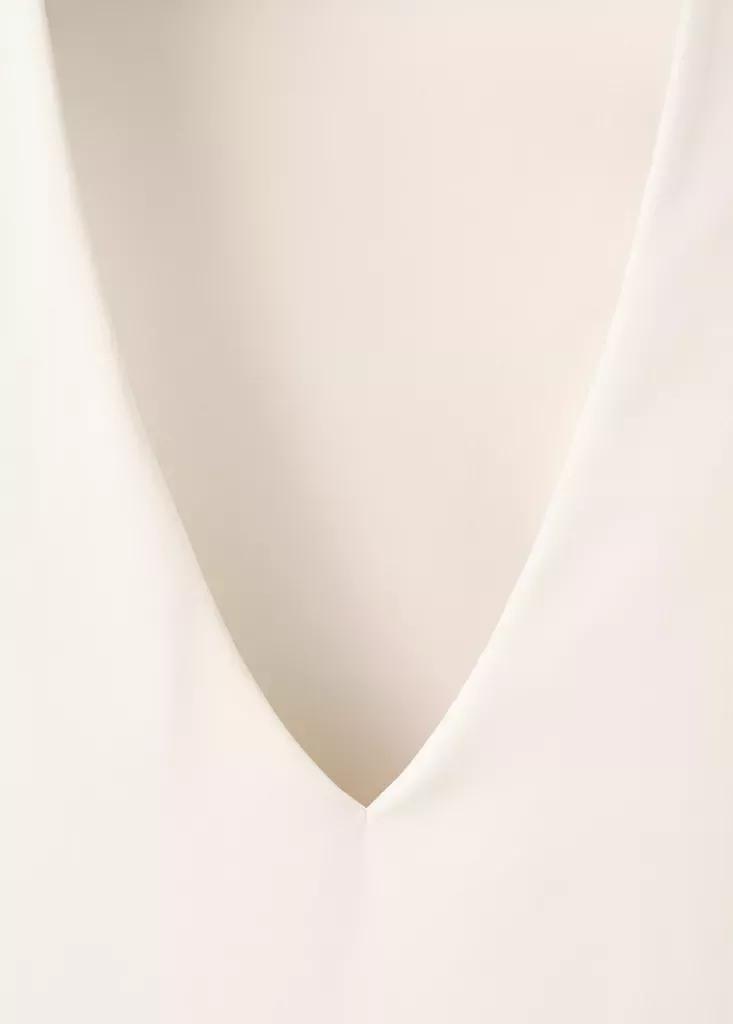 Beige Fitted V-Neck Top, Light Beige, large image number 14