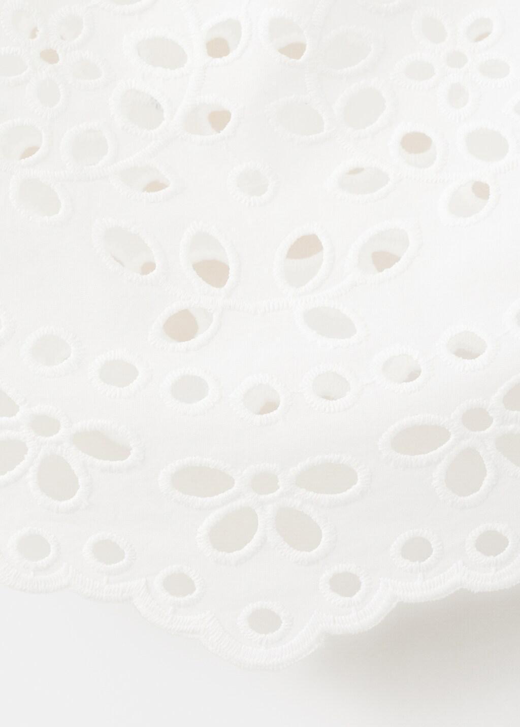 White Embroidered Open-Work Top, Natural White, medium